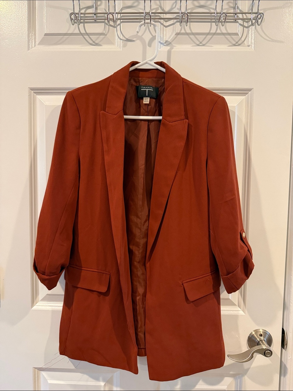 Tahari Woman Rust-Orange Open-Front Blazer